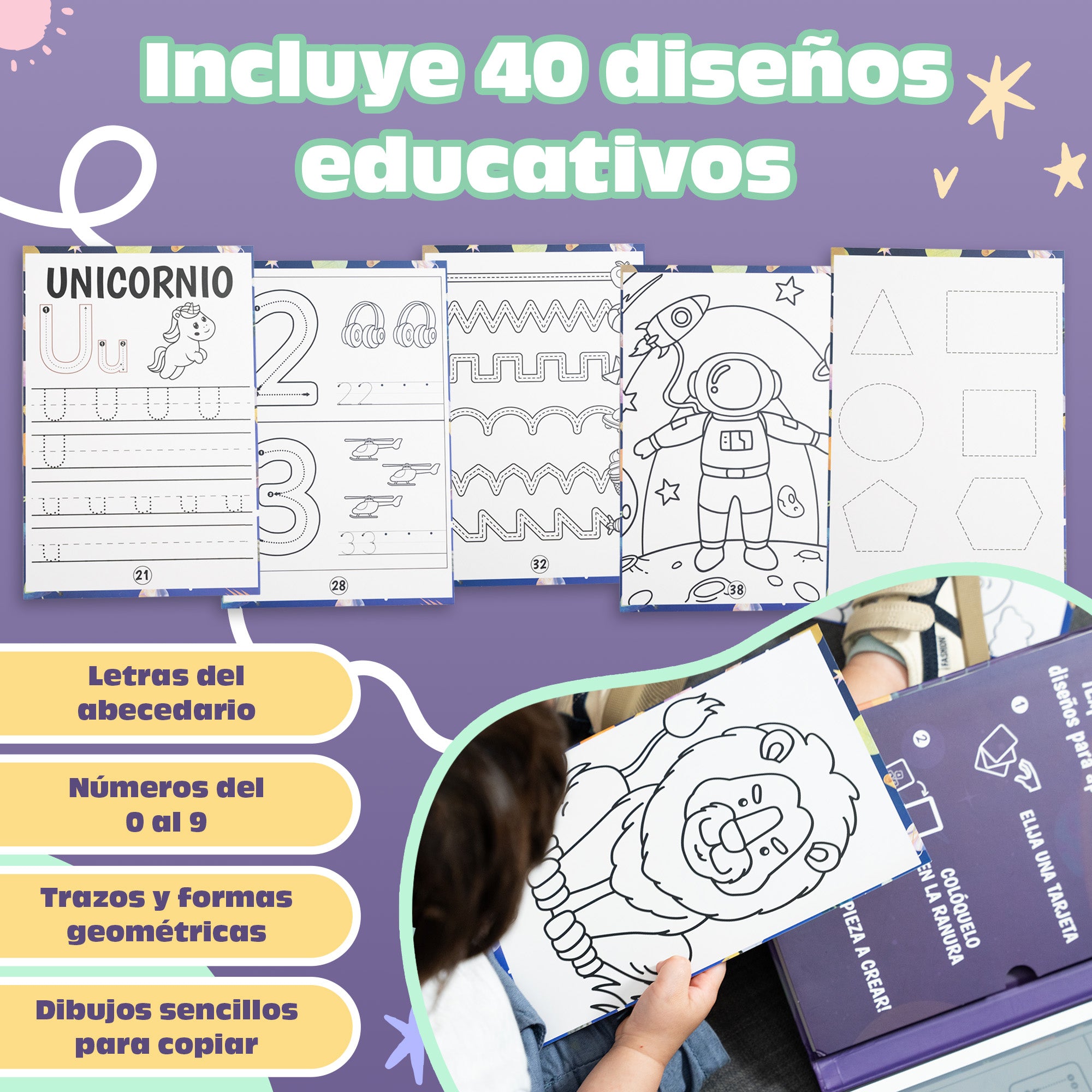 Pizarra Magica Infantil 11 Pulgadas 40 Tarjetas Incluídas