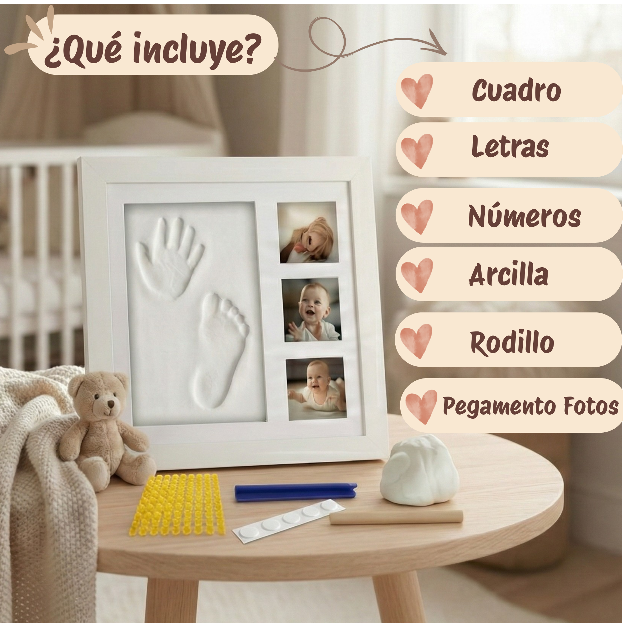 Marco Huellas Bebé Recién Nacido con Arcilla Flexible