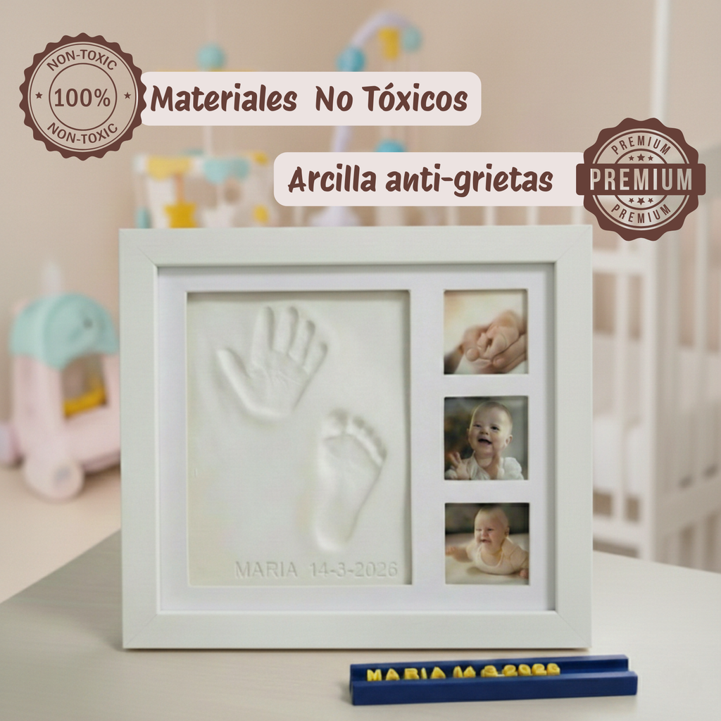 Marco Huellas Bebé Recién Nacido con Arcilla Flexible