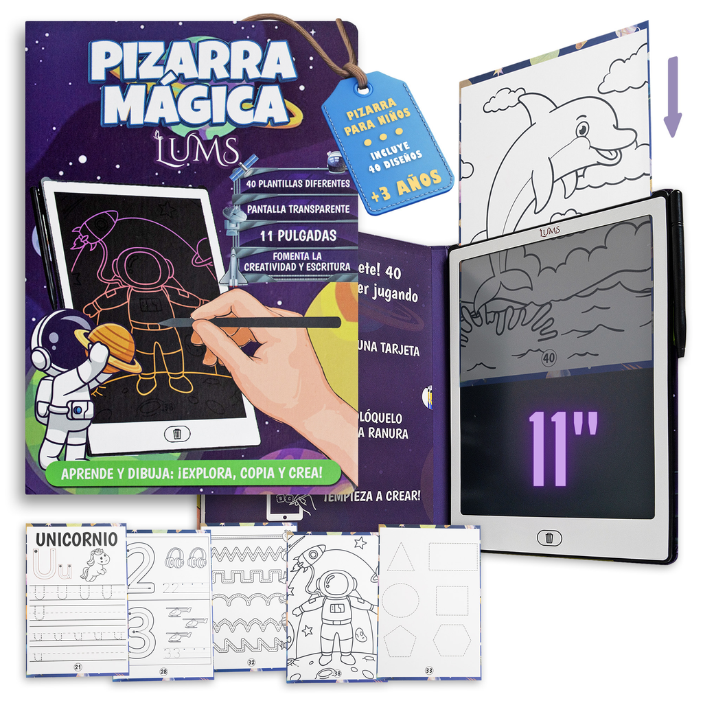 Pizarra Magica Infantil 11 Pulgadas 40 Tarjetas Incluídas